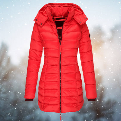 Warme Damen Winterjacke mit Daunen und Kapuze
