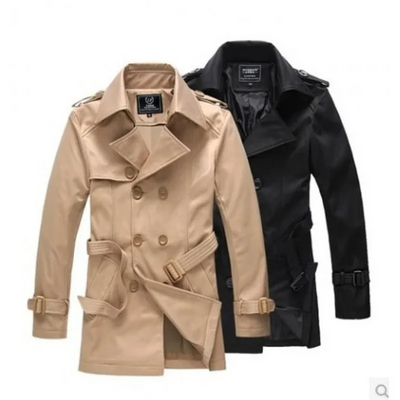Herren Trenchcoat Lang mit Gürtel - Eleganter Businessmantel