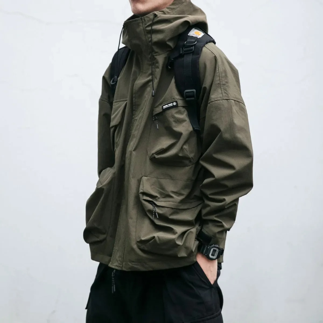Utility-Jacke mit Kapuze und mehreren Taschen für Männer