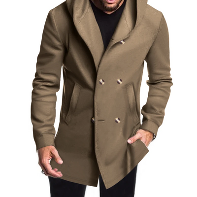 Herren Wollmantel Mit Kapuze - Doppelreihig Warm & Elegant