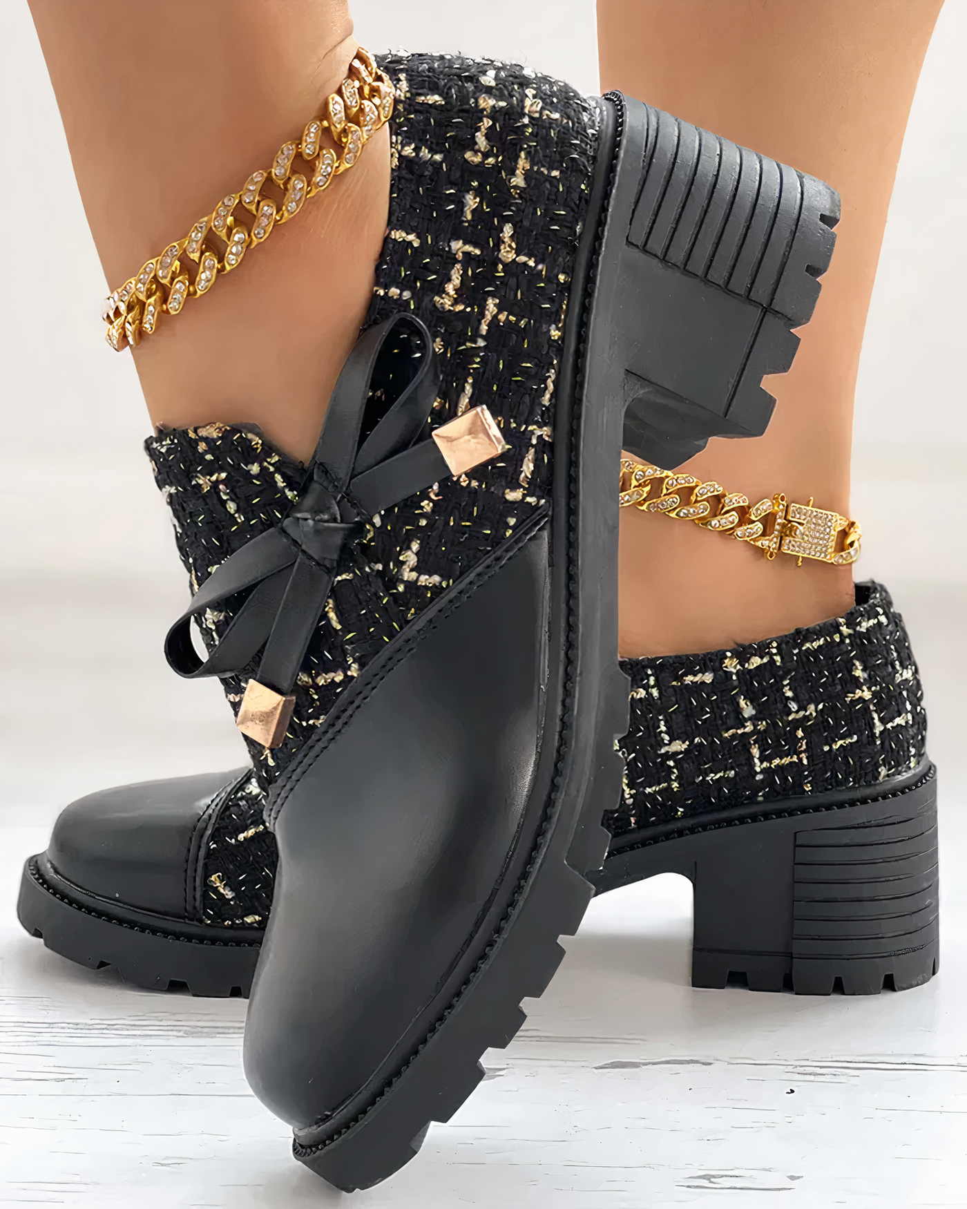 Damen Pumps mit breitem Absatz und offener Spitze