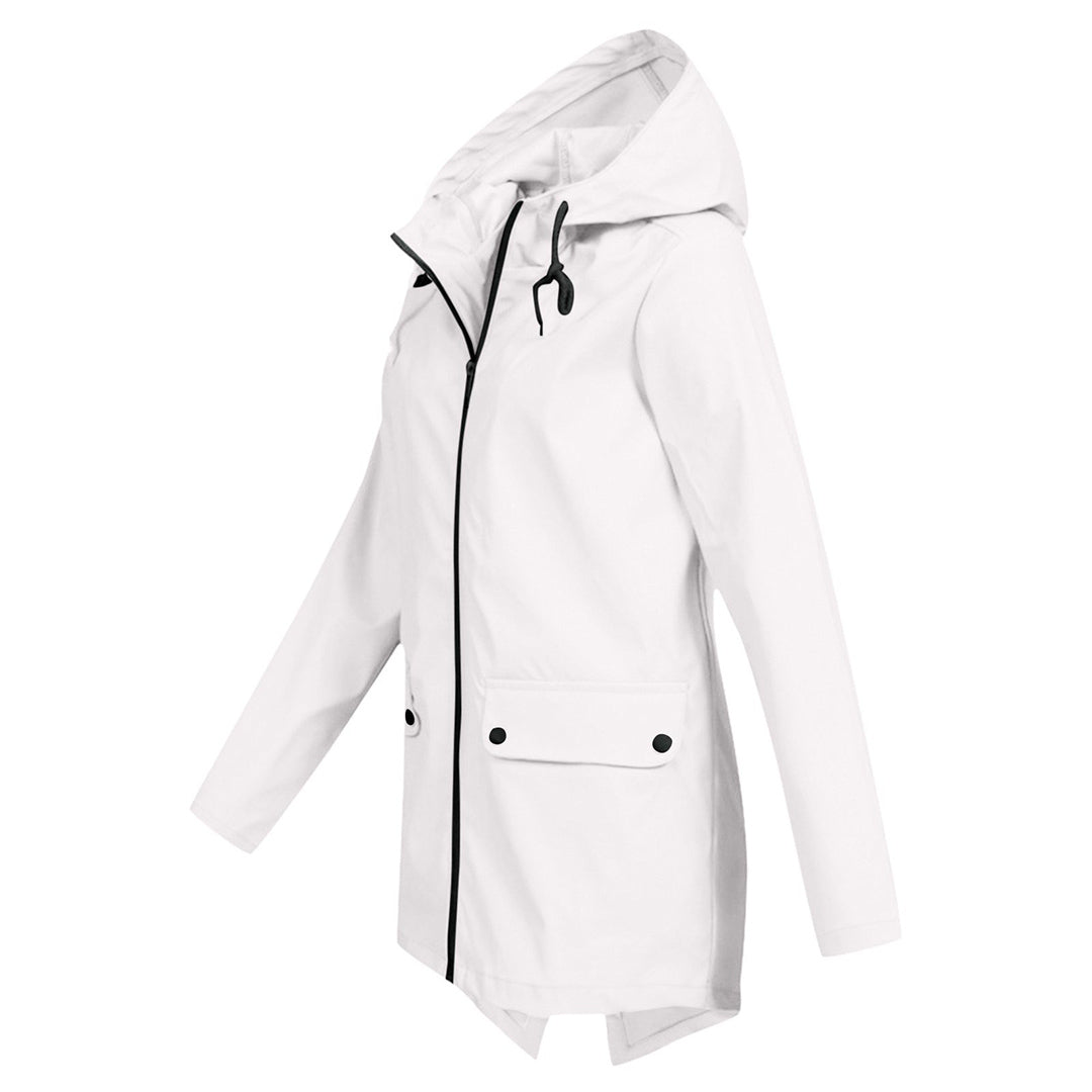 Stylische leichte Regenjacke mit Kapuze und Reissverschluss für Damen | Ideal für Herbst/Winter