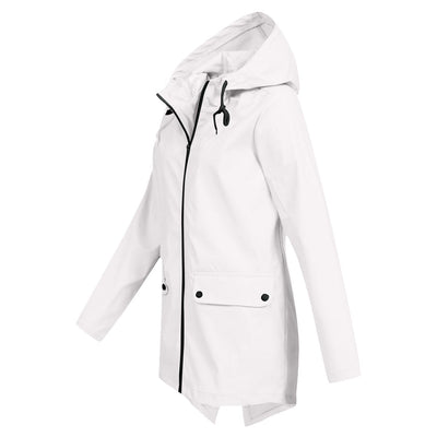 Stylische leichte Regenjacke mit Kapuze und Reissverschluss für Damen | Ideal für Herbst/Winter