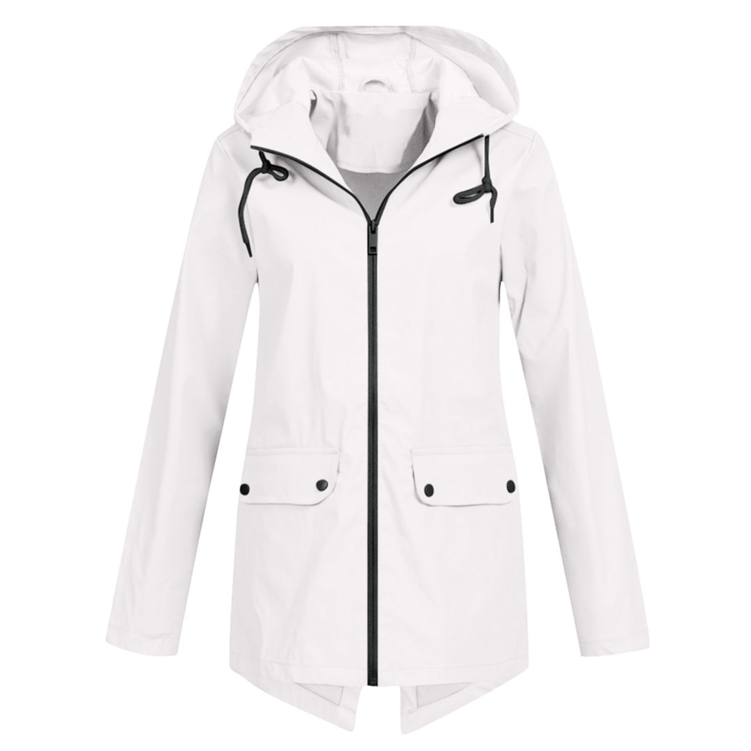 Stylische leichte Regenjacke mit Kapuze und Reissverschluss für Damen | Ideal für Herbst/Winter