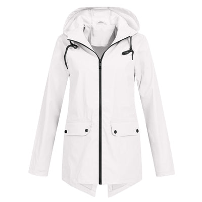 Stylische leichte Regenjacke mit Kapuze und Reissverschluss für Damen | Ideal für Herbst/Winter