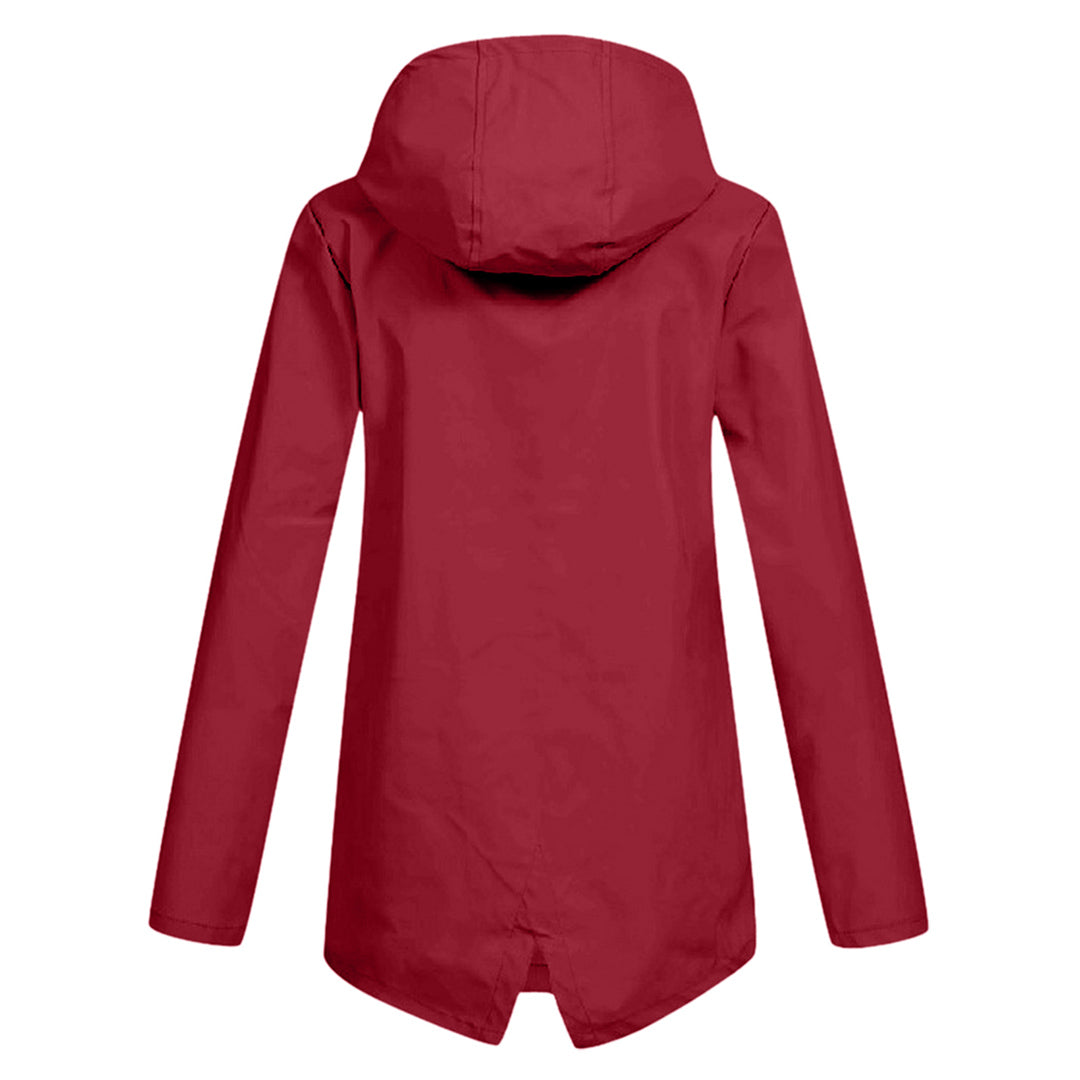 Stylische leichte Regenjacke mit Kapuze und Reissverschluss für Damen | Ideal für Herbst/Winter