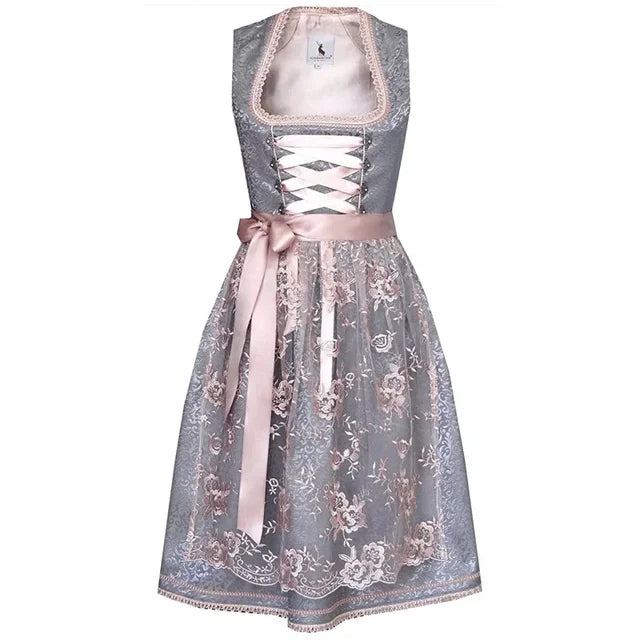 Bronte - Klassisches bayerisches Dirndlkleid mit bestickter Schürze | Traditionelles Oktoberfest Dirndl Kostüm für Damen