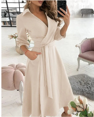 Damen Wickelkleid mit Riemen - Eleganter Schnitt, Vielseitig Tragbar