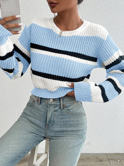 Damen Strickpullover aus Acryl - Oversized Fit mit Rundhals und Langen Ärmeln