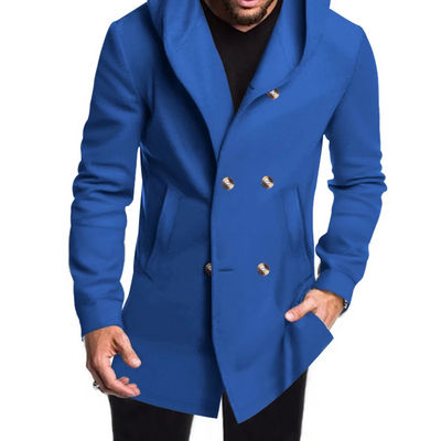 Herren Wollmantel Mit Kapuze - Doppelreihig Warm & Elegant