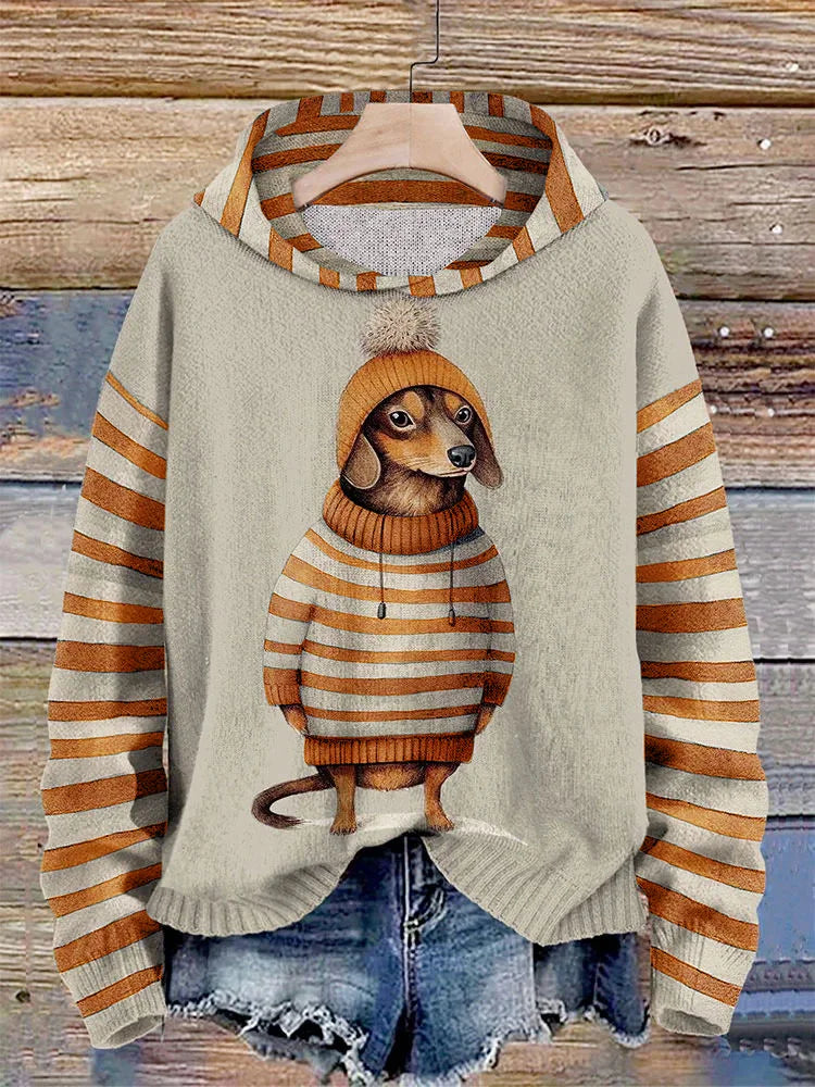 Kuscheliger Damen-Kapuzenpullover mit niedlichem Hundemotiv