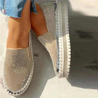 Elegante Plattform Schuhe für Damen - Glänzende Metalloptik