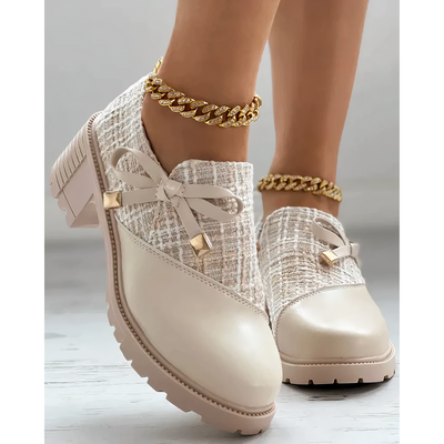 Damen Pumps mit breitem Absatz und offener Spitze