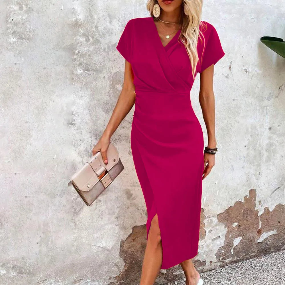Lässiges Minikleid mit V-Ausschnitt für Damen - Kurz und Vielseitig
