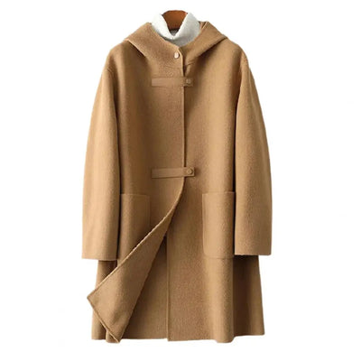 Luxuriöse Damen-Kapuzenjacke aus Kaschmir - Doppelseitig tragbar - Elegant & warm