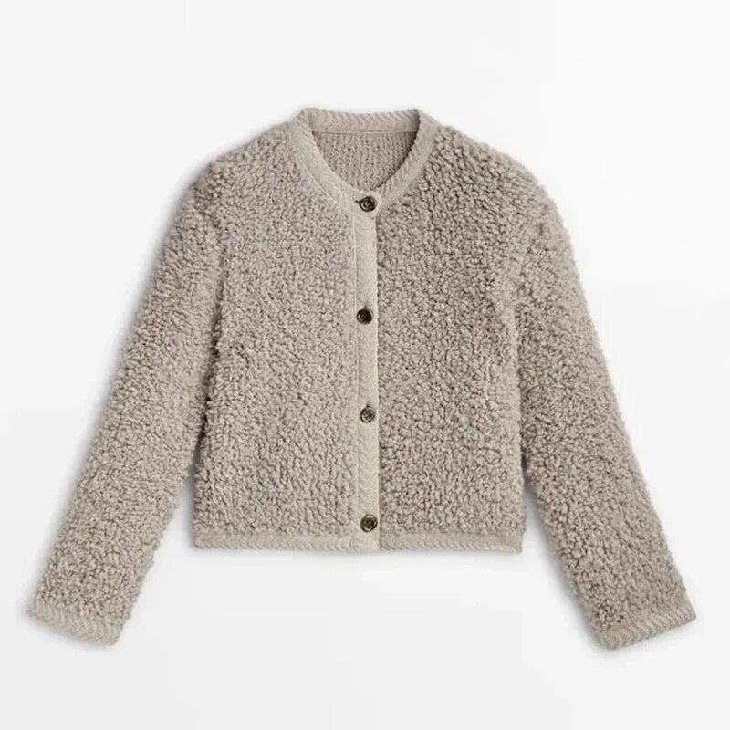 Kuschelige Damen Teddy Strickjacke für den Winter