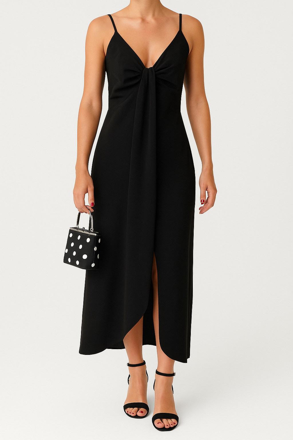 Yvette – V-Ausschnitt Kleid mit elegantem Knoten-Detail