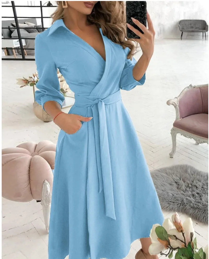 Damen Wickelkleid mit Riemen - Eleganter Schnitt, Vielseitig Tragbar