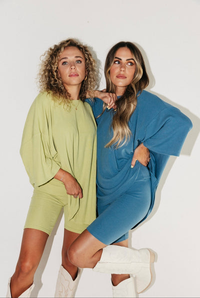 Damen Loungewear Set: Übergroßes T-Shirt mit Fahrradhose, Bequem und Vielseitig