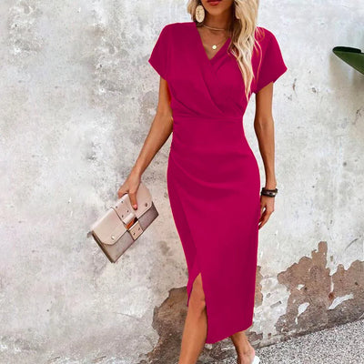 Lässiges Minikleid mit V-Ausschnitt für Damen - Kurz und Vielseitig