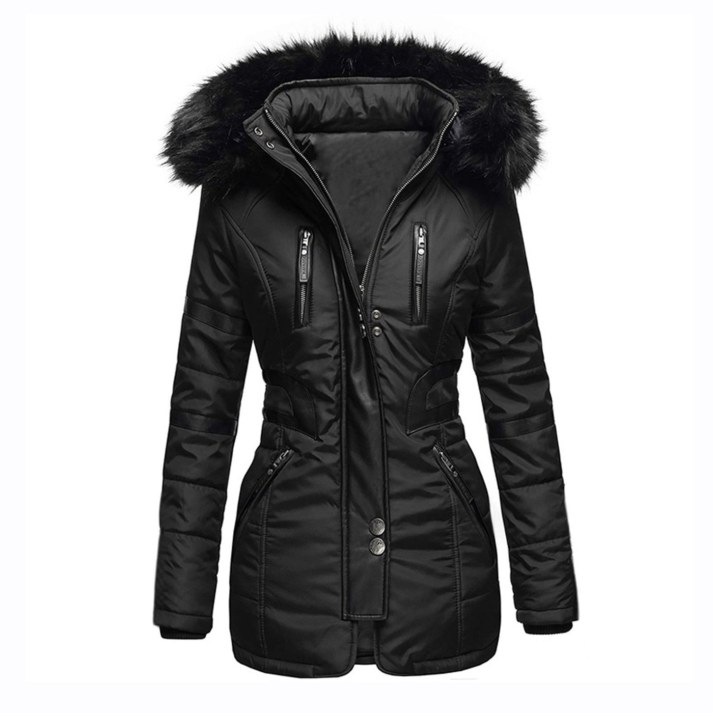 Eleganter Damen Winter-Kapuzenmantel mit Wollanteil