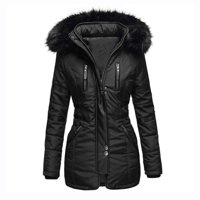 Eleganter Damen Winter-Kapuzenmantel mit Wollanteil