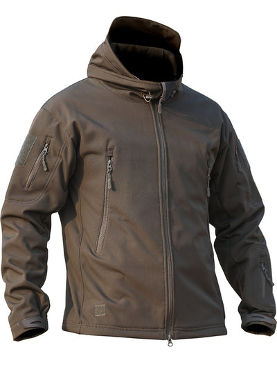 Taktische Fleece-Softshell-Kapuzenjacke Mit Reißverschlusstaschen Für Herren | Perfekt für Outdoor-Aktivitäten