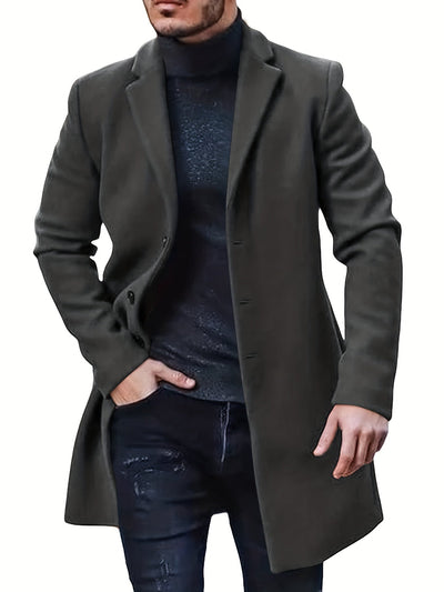 Warmer Knopf-Runter Mittellanger Trenchcoat Für Herren | Perfekt für den Alltagsgebrauch