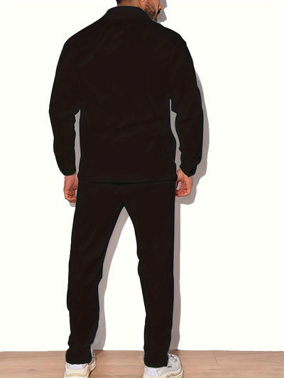 Moderner Unifarbener Trainingsanzug mit Hemd und Hose für Herren | Perfekt für den Alltag