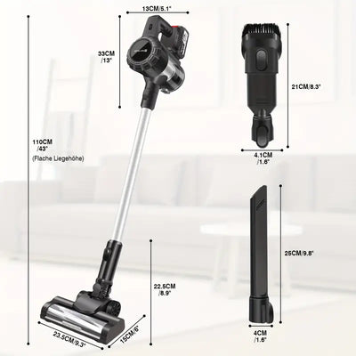6-in-1 Akku-Staubsauger – Bürstenloser Motor mit LED-Bodenbürste und mehreren Aufsätzen