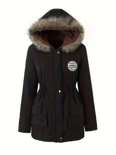 Fleece-Parka-Winterjacke mit veganem Fell für Damen, elegant | Perfekt für Outdoor-Aktivitäten