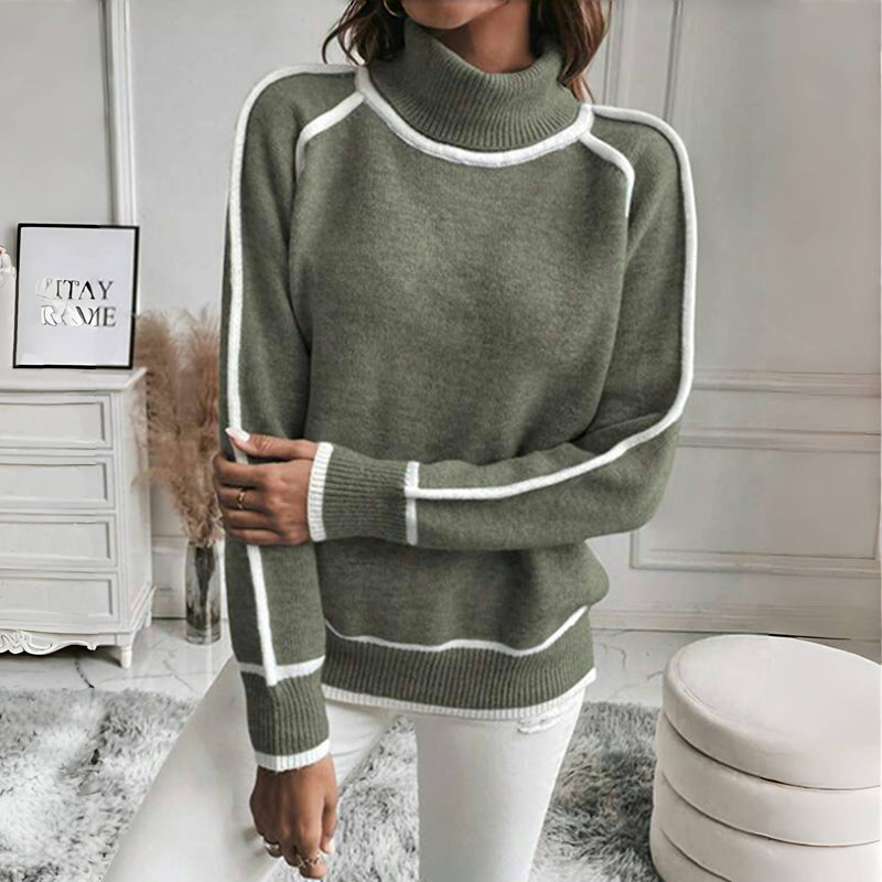 Strickpullover mit Stehkragen | Kontrastdetails | Warm und Stilvoll