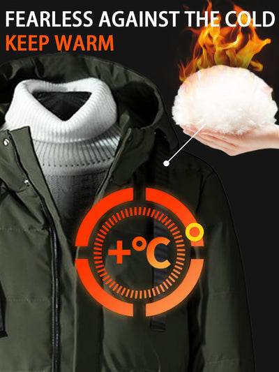 Warme Winddichte Reißverschluss Mittellange Kapuzen Winterjacke | Perfekt für Outdoor-Aktivitäten