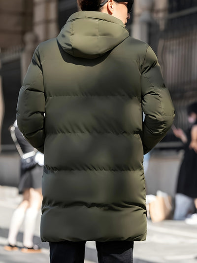 Lässige Lange Kapuzen-Winterjacke Für Herren | Perfekt für Outdoor-Aktivitäten