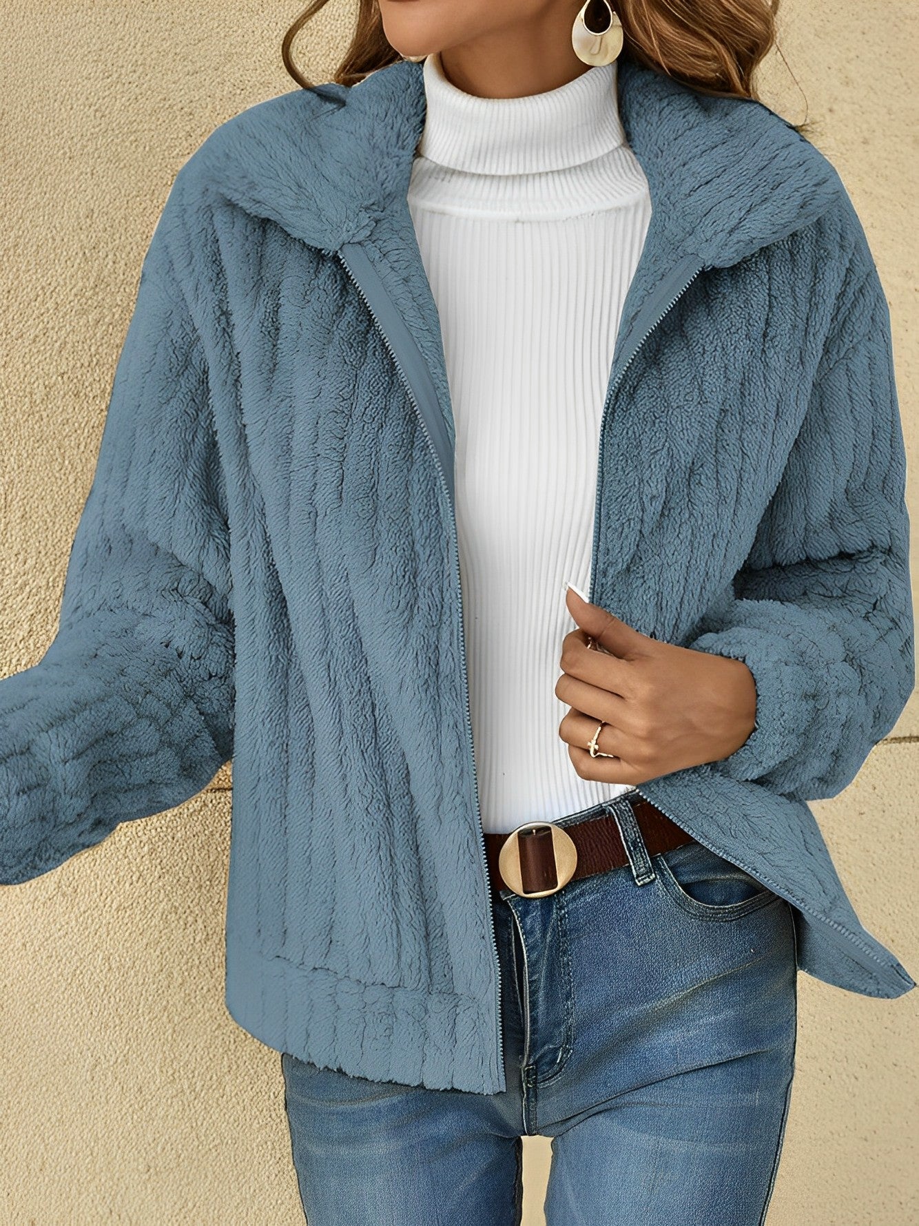 Teddy Damen Jacke Kurz | Kuschelig Bequem