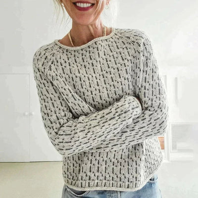 Eleganter Gestrickter Baumwoll O-Ausschnitt Pullover Für Damen | Perfekt für lässige Tage