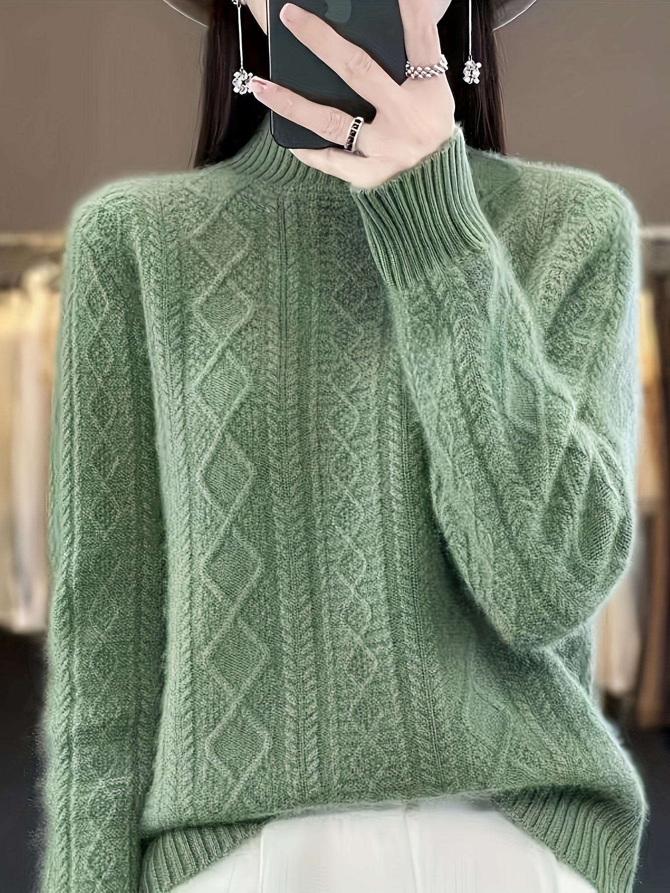 Bequemer gestrickter Pullover mit langen, kuscheligen Ärmeln für Damen | Perfekt für zwanglose Tage