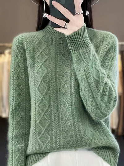 Bequemer gestrickter Pullover mit langen, kuscheligen Ärmeln für Damen | Perfekt für zwanglose Tage