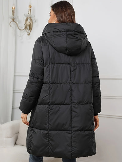 Elegante Lange Puffer Winterjacke mit Kapuze für Damen | Perfekt für Outdoor-Aktivitäten