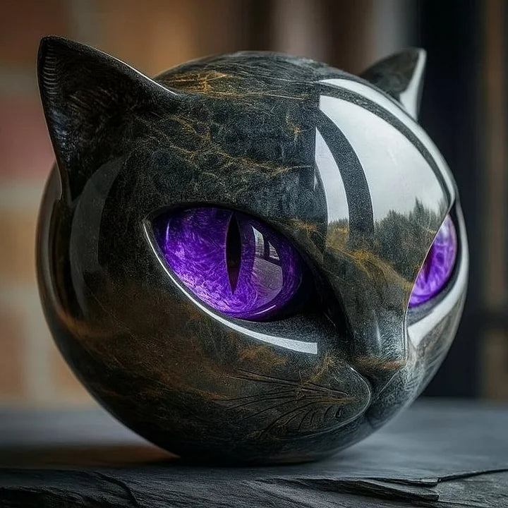 NyxCharm – Skulptur Einer Mystischen Schwarzen Katze