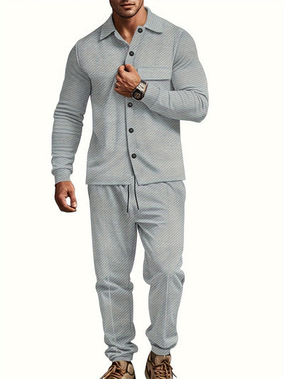 Moderner Polyester-Mischgewebe-Strick-Trainingsanzug mit Jacke und Hose für Herren | Perfekt für Outdoor-Aktivitäten
