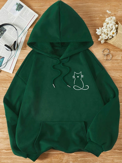 Stilvoller Sweat-Pullover-Hoody mit Katzenprint für Women | Perfekt für lässige Tage