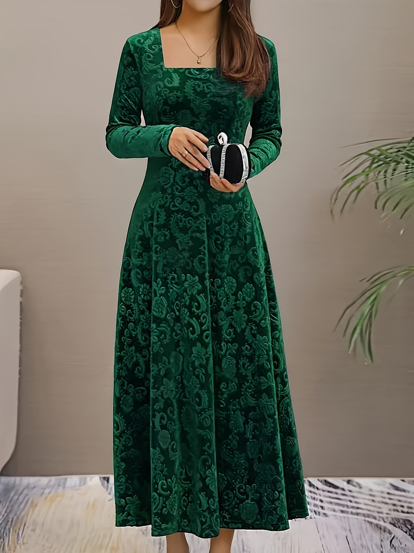 Stylische Baumwollblumenmusterformelle Kleid Für Damen | Für formelle Anlässe