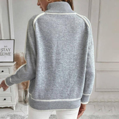 Strickpullover mit Stehkragen | Kontrastdetails | Warm und Stilvoll