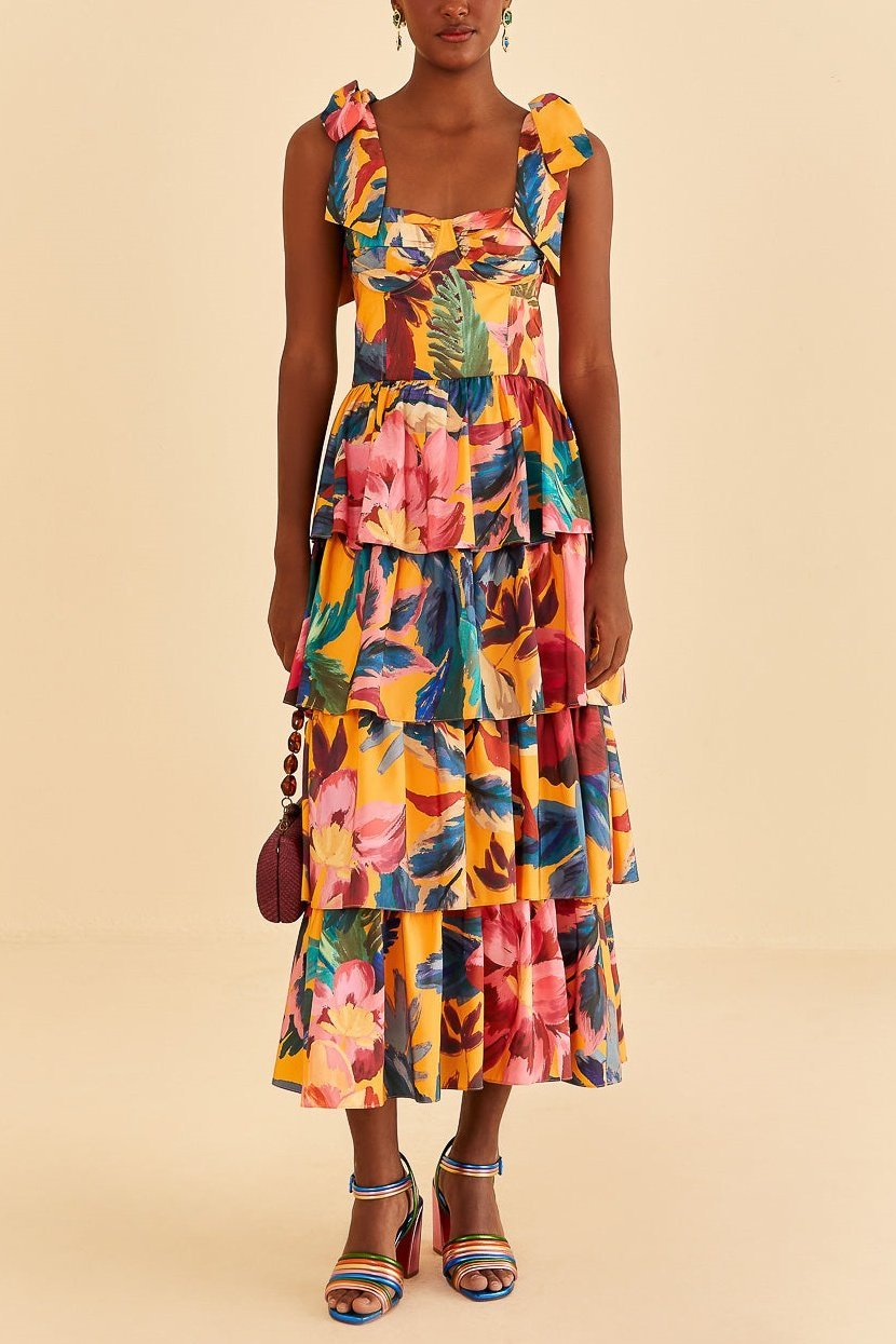 Aaliyah Floral bedrucktes Maxi-Trägerkleid