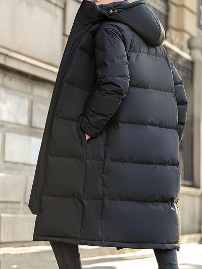 Stilvolle Lange Kapuzen-Daunen-Winterjacke Für Herren | Ideal für Winter