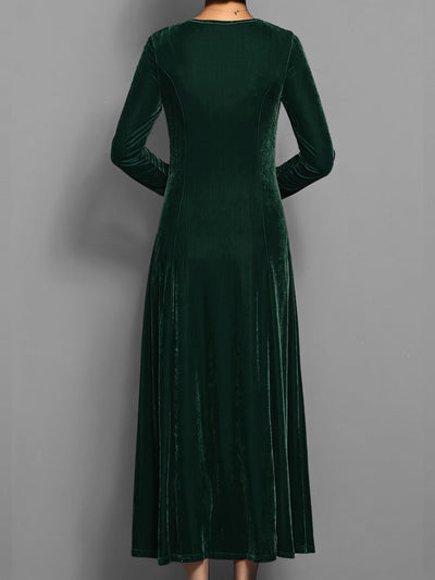 Casual Einfarbiges Stylisches Midi Rundhals Langarm Party Formelles Kleid Für Damen | Für formelle Anlässe