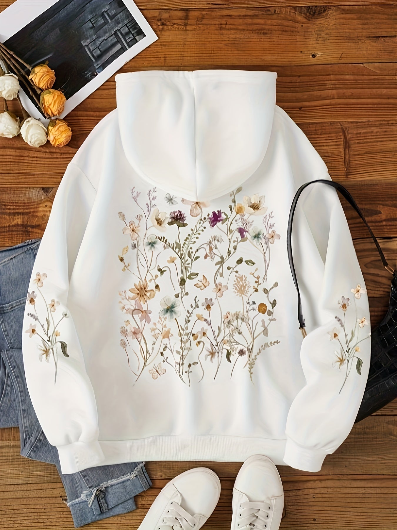 Eleganter Fleece-Pullover-Hoody mit Backprint und Kapuze für Women | Perfekt für Lässige Tage