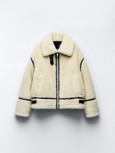 Teddy Damen Jacke Mit Kragen | Elegante Winterjacke Gefüttert