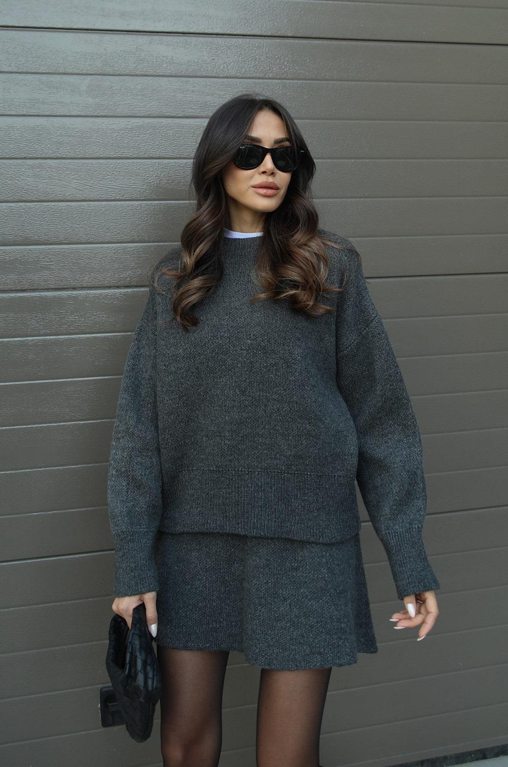 Strick-Set Zweiteiler | Oversize Pullover | Komfortabler Minirock